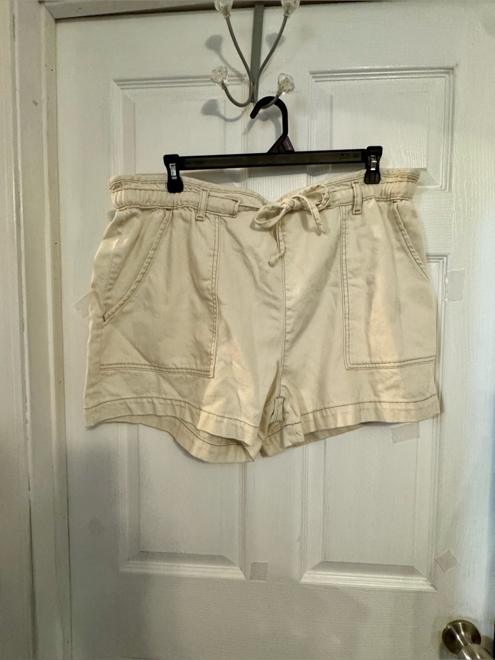 Time and Tru Cream Utility Drawstring Cotton Shorts